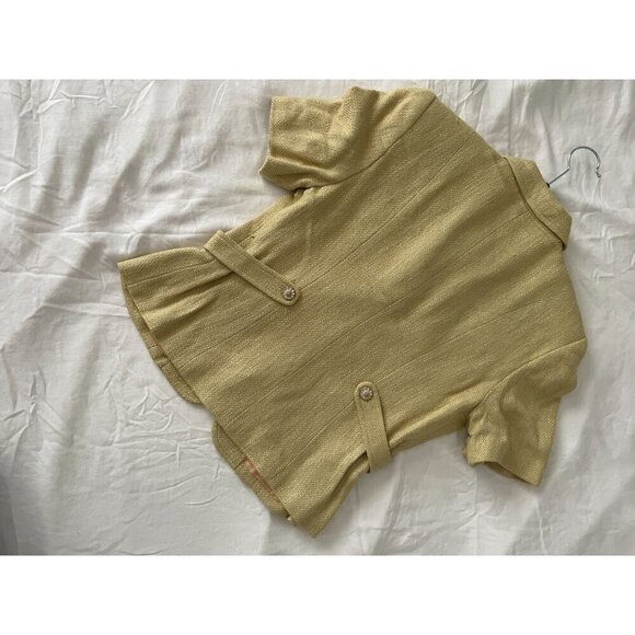 Vintage Rina Rossi Women's Tan Short-Sleeve Blazer Decorative Buttons Size 8 - Picture 2 of 7